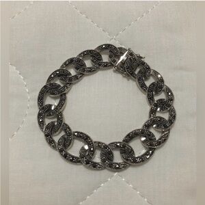 Marcasite Rope Chain Silver Bracelet